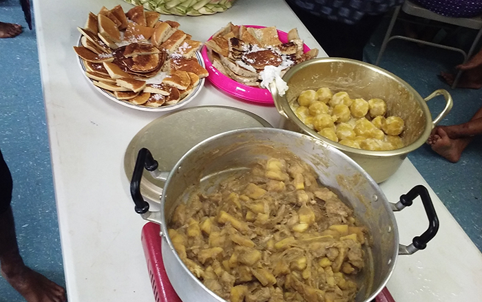 Locally processed food items on display during food processing workshop.